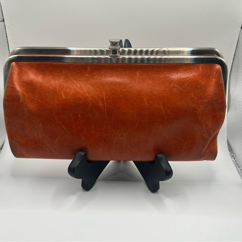 HOBO Orange Leather Clutch